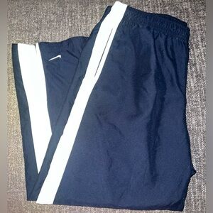 Vintage Nike Training Pants Loose Fit Navy Blue White Drawstring Tie Silver Tag